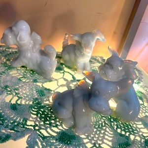 White dogs collectible Cambridge Boyd's  glass bundle 4 pieces!